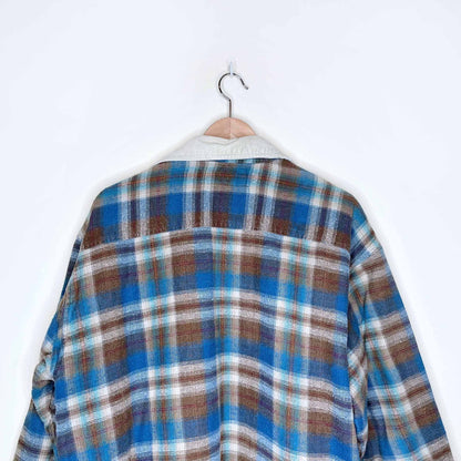 grid lock quilted flannel shacket with corduroy collar - size large