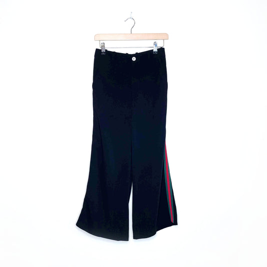 gucci black high rise web-striped bootcut pants - size 38