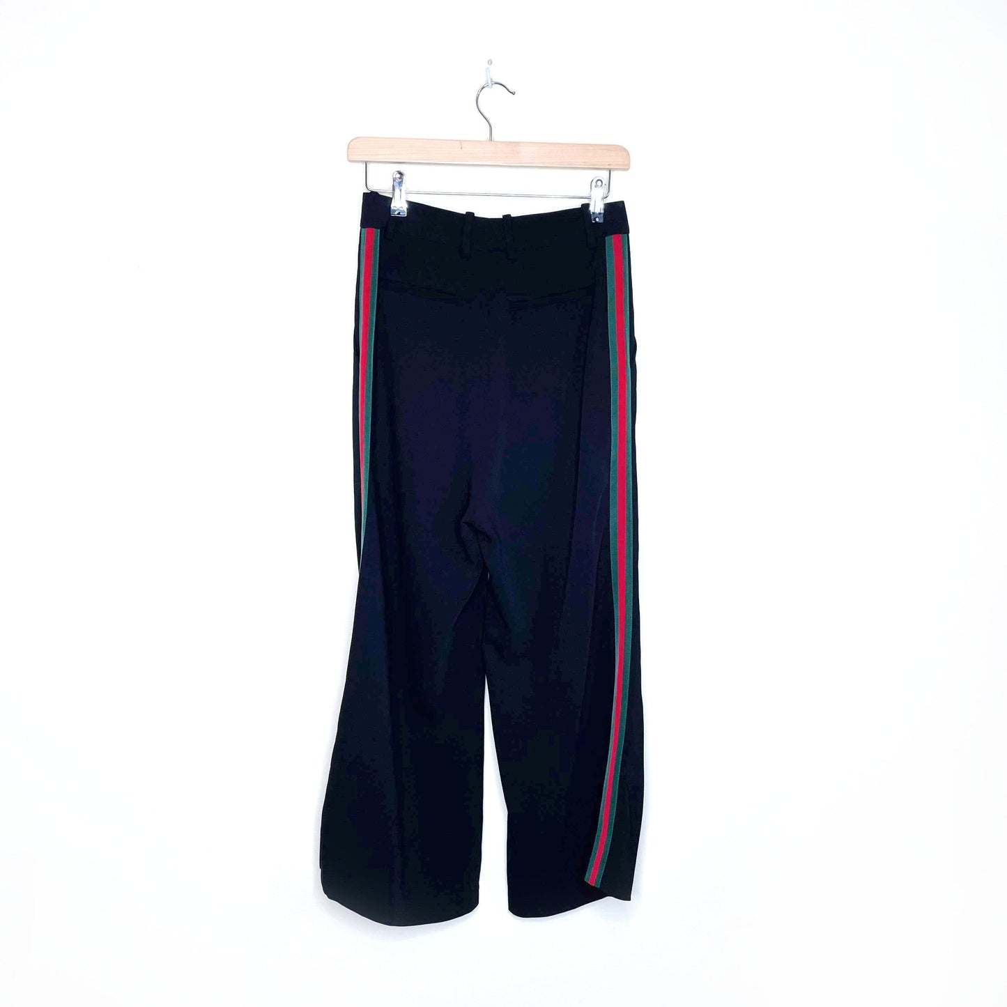 gucci black high rise web-striped bootcut pants - size 38