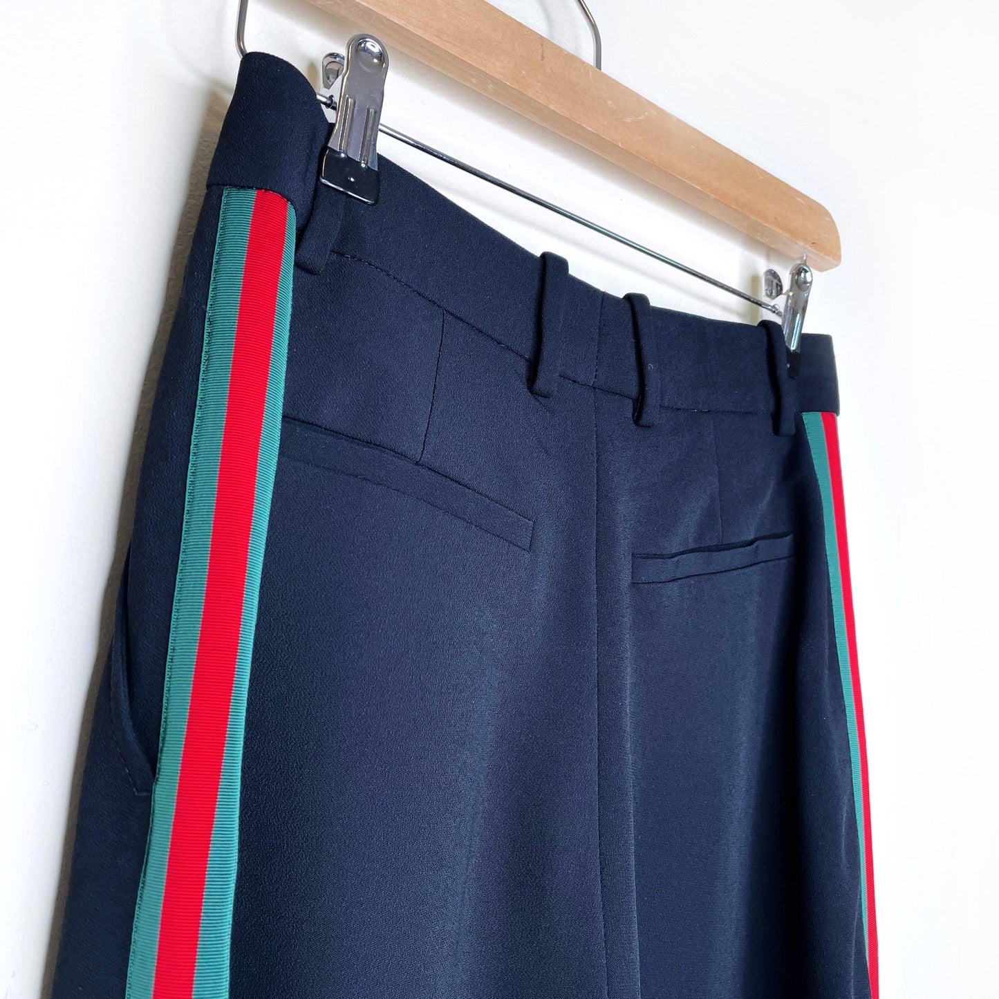 gucci black high rise web-striped bootcut pants - size 38