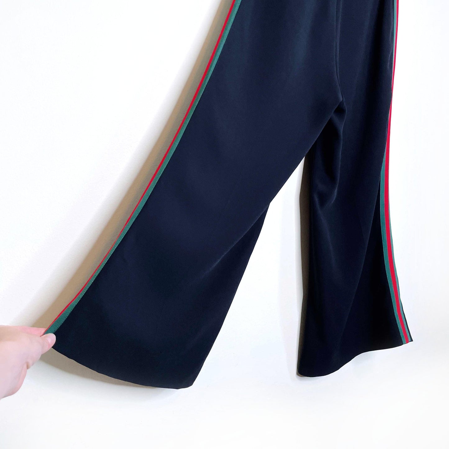 gucci black high rise web-striped bootcut pants - size 38