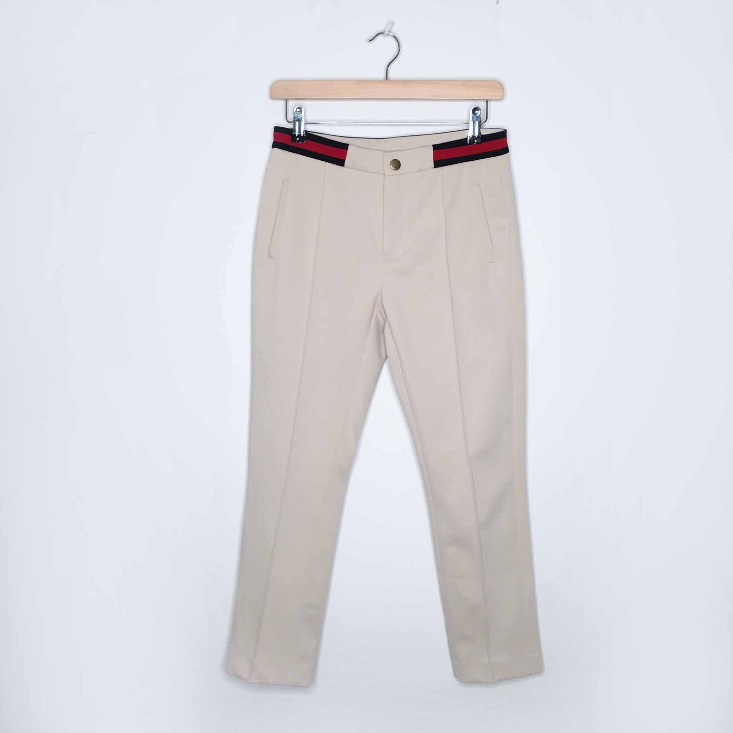 Gucci high rise crop trouser with striped waistband - size 38