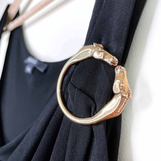 gucci metal horsebit cowl neck mini dress - size medium