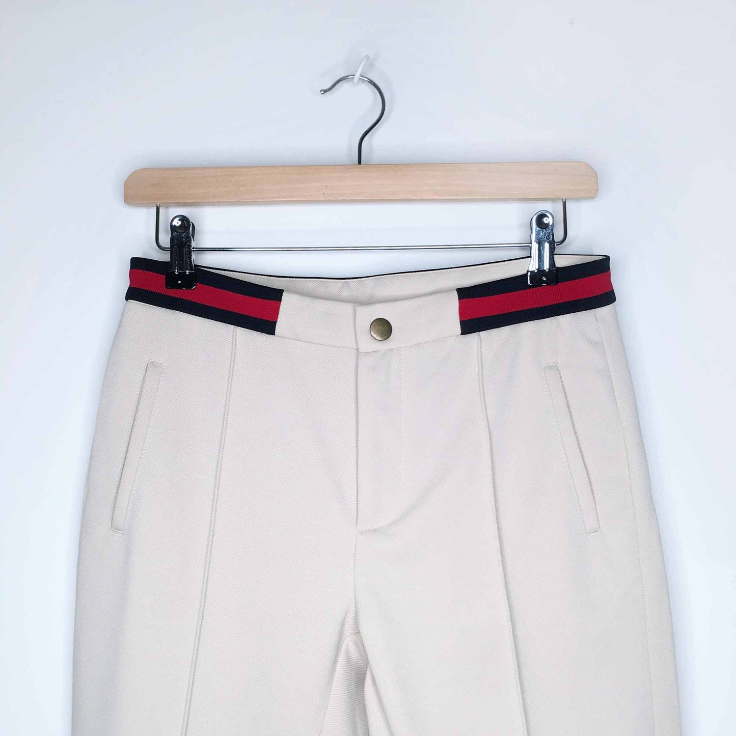Gucci high rise crop trouser with striped waistband - size 38