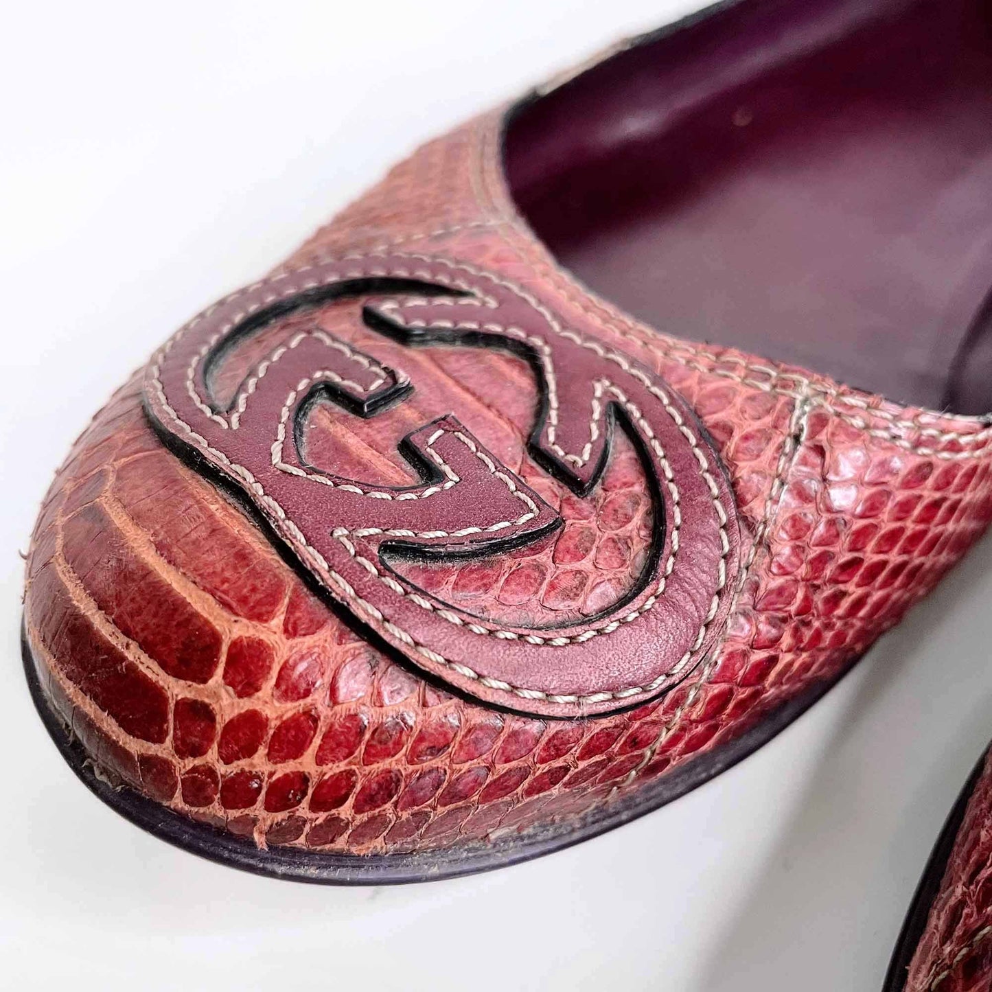 gucci purple python gg logo ballet flats - size 35.5