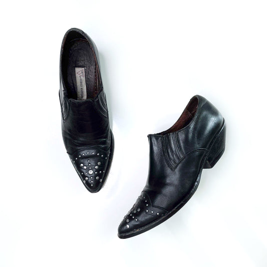 vintage 90's guess black studded western ankle boot - size 8