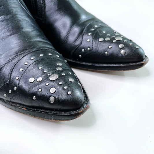 vintage 90's guess black studded western ankle boot - size 8
