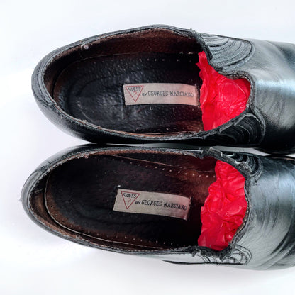 vintage 90's guess black studded western ankle boot - size 8