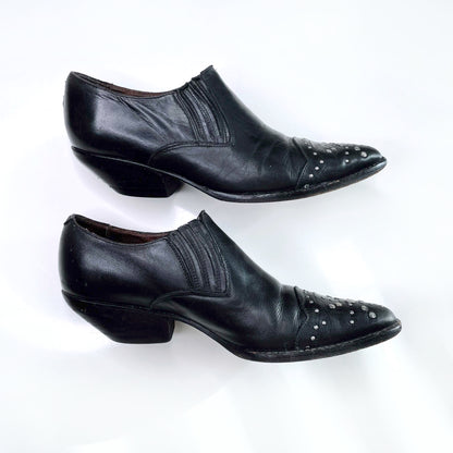 vintage 90's guess black studded western ankle boot - size 8