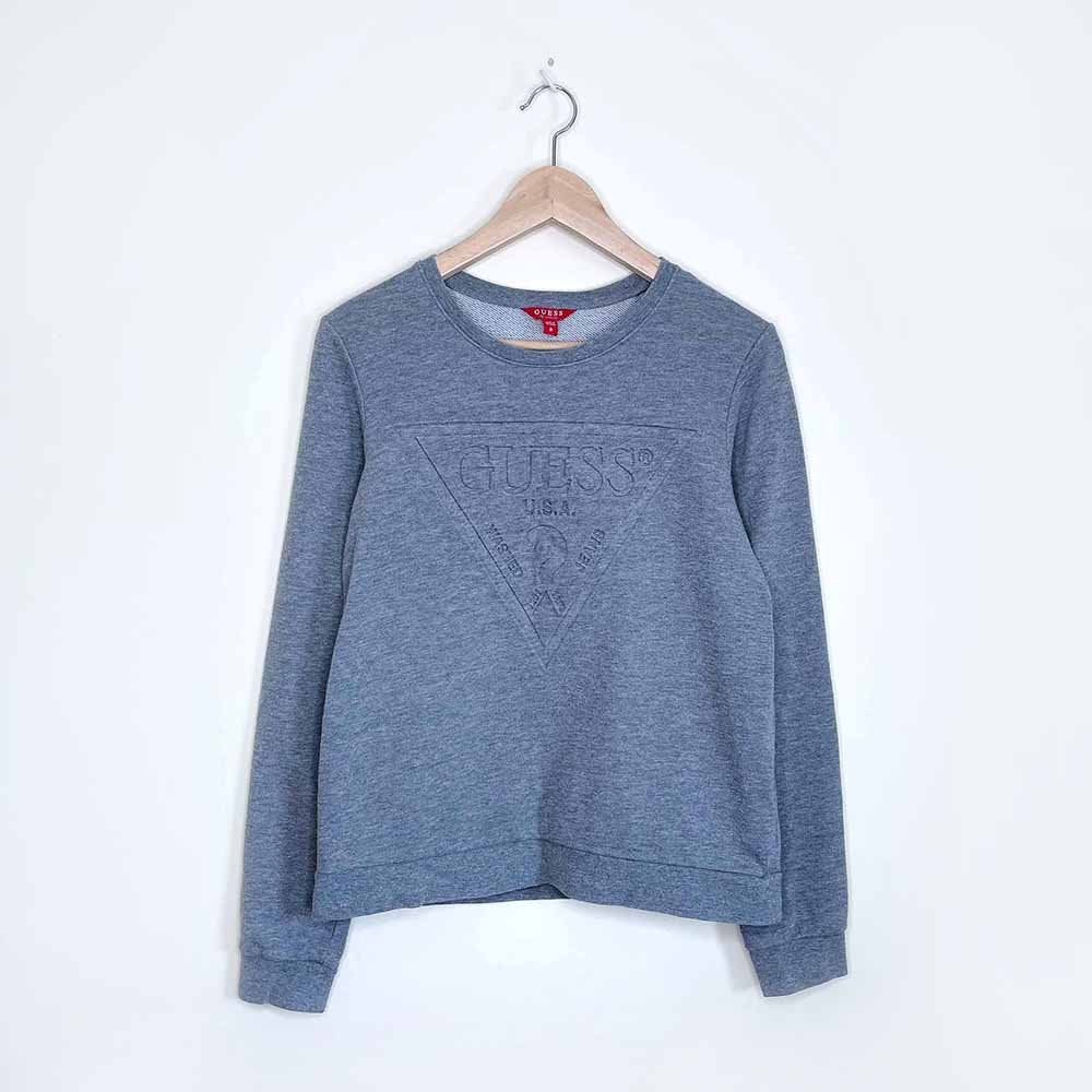 guess impression triangle logo crewneck sweatshirt - size medium