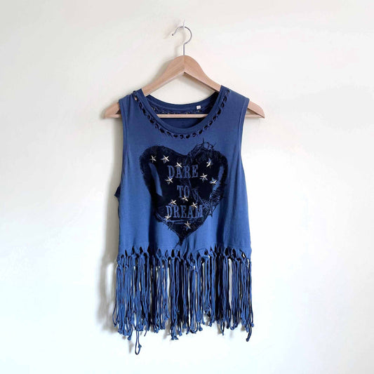 Guess festival fringe Dare to Dream studded crop top - size Medium