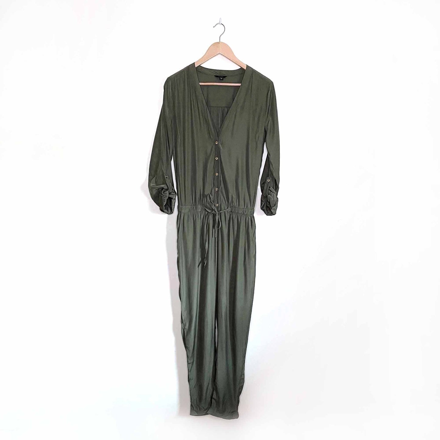 guess quinn jumpsuit with rolled sleeves - size medium