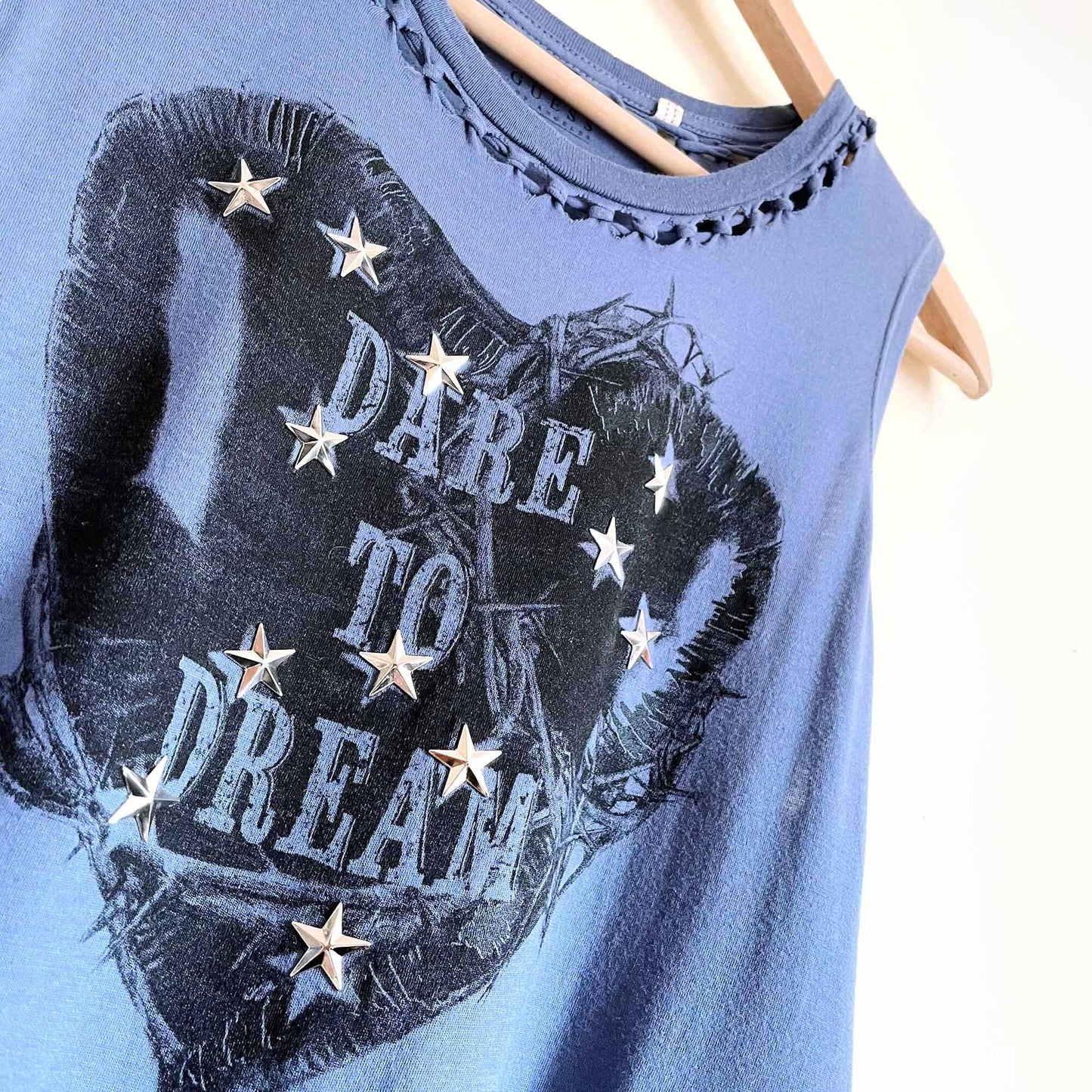 Guess festival fringe Dare to Dream studded crop top - size Medium