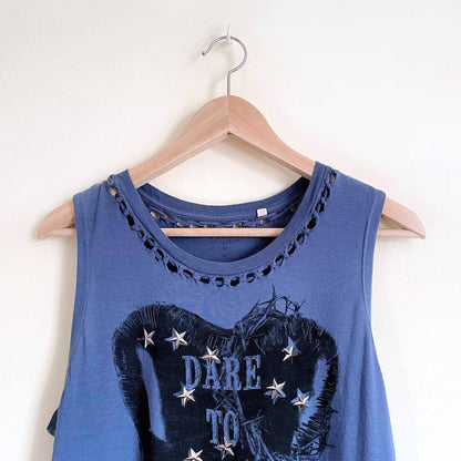 Guess festival fringe Dare to Dream studded crop top - size Medium