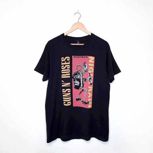 guns n roses night train band tee - size large