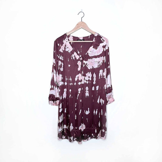 gypsy satin tie dye tunic dress - size large