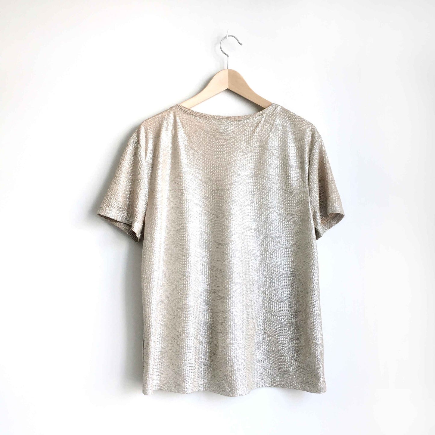 H&amp;M oversized gold crepe crinkle top - size Small