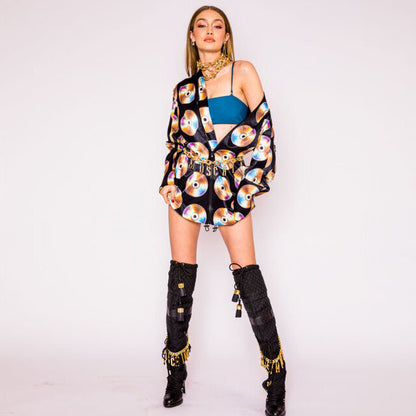 H&amp;M x MOSCHINO CD Satin Crop Top - size Small