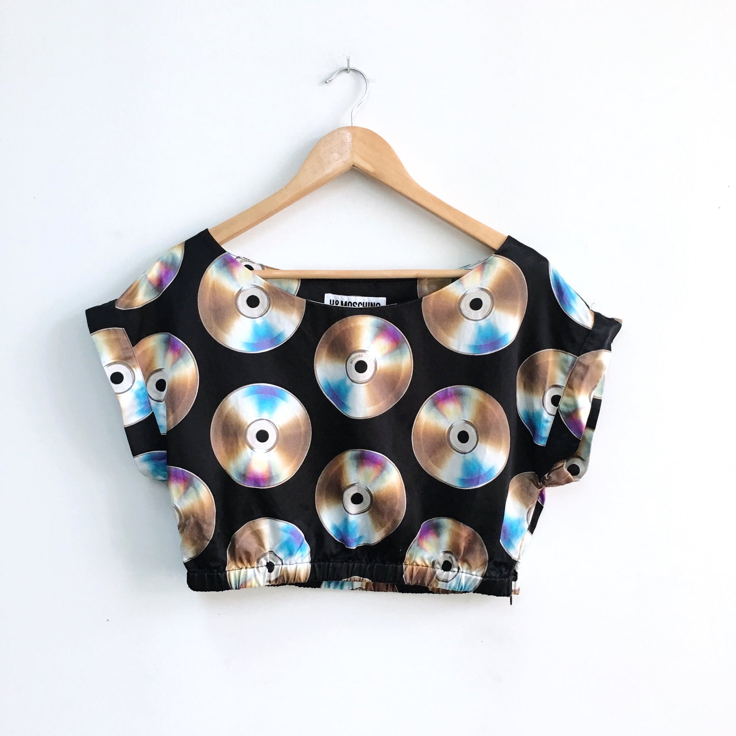 H&amp;M x MOSCHINO CD Satin Crop Top - size Small