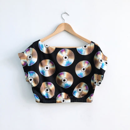 H&amp;M x MOSCHINO CD Satin Crop Top - size Small