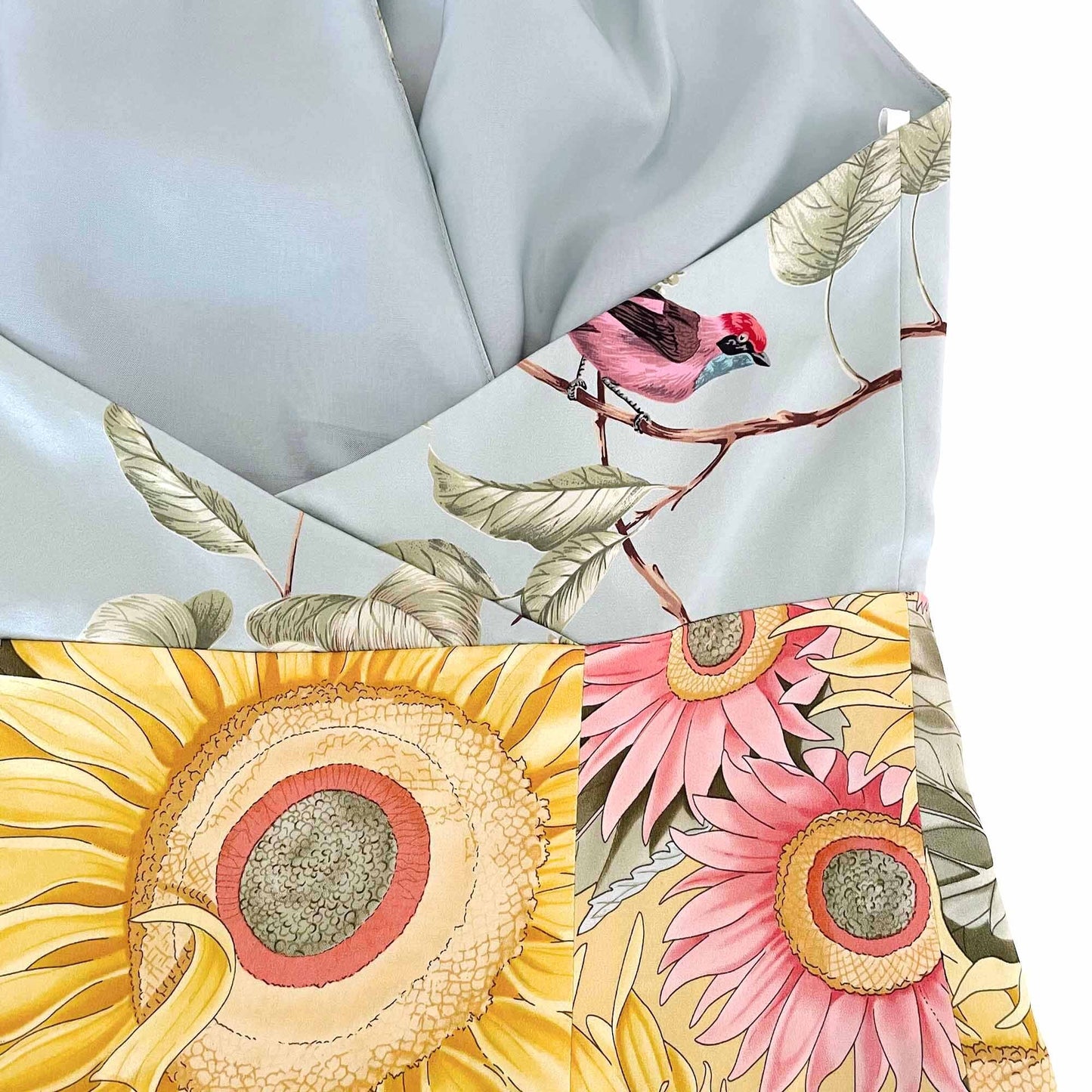 Doncaster silk sunflower bird print halter top - size 6