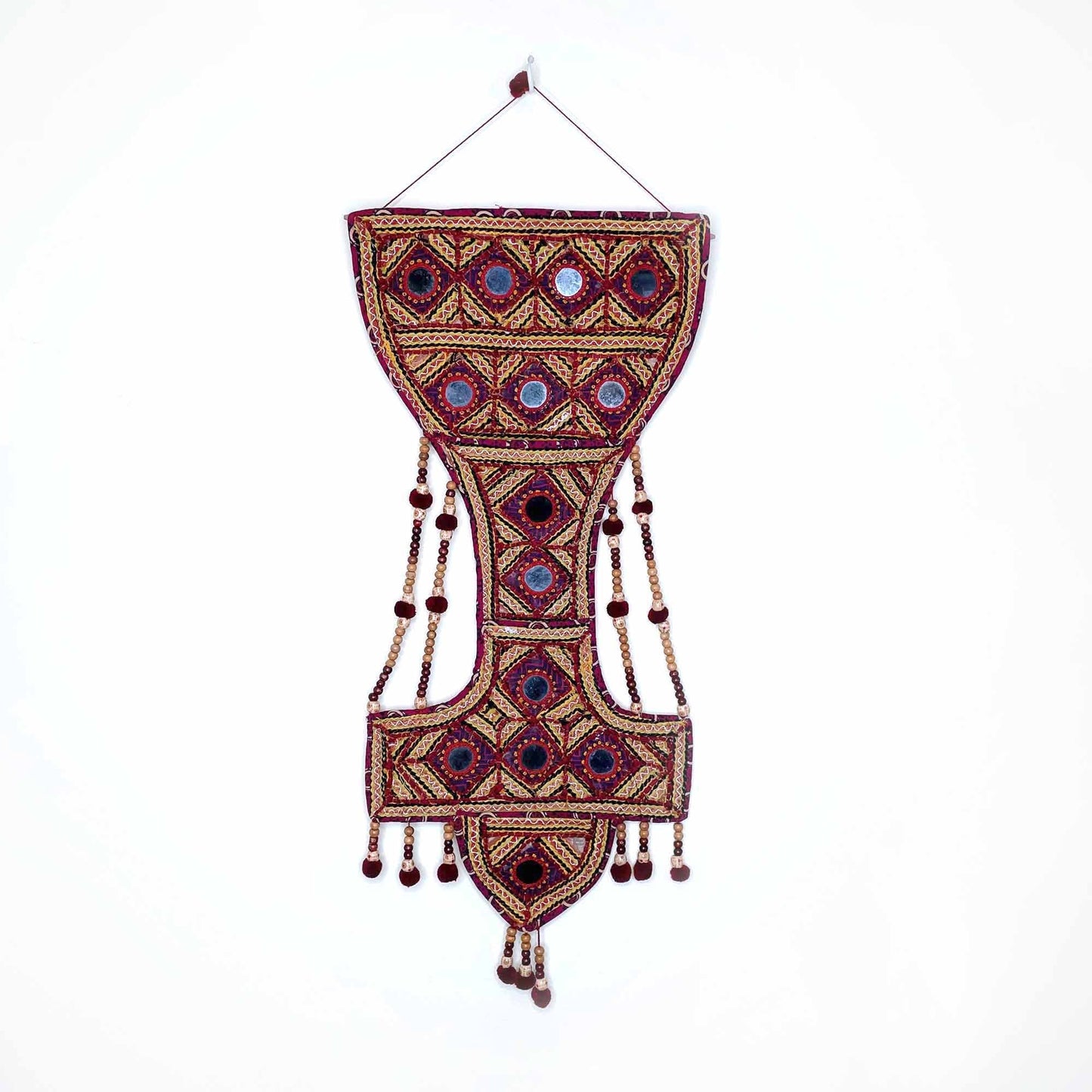 vintage boho mirror wall hanging with pockets