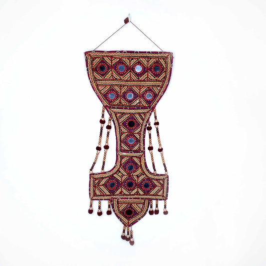 vintage boho mirror wall hanging with pockets