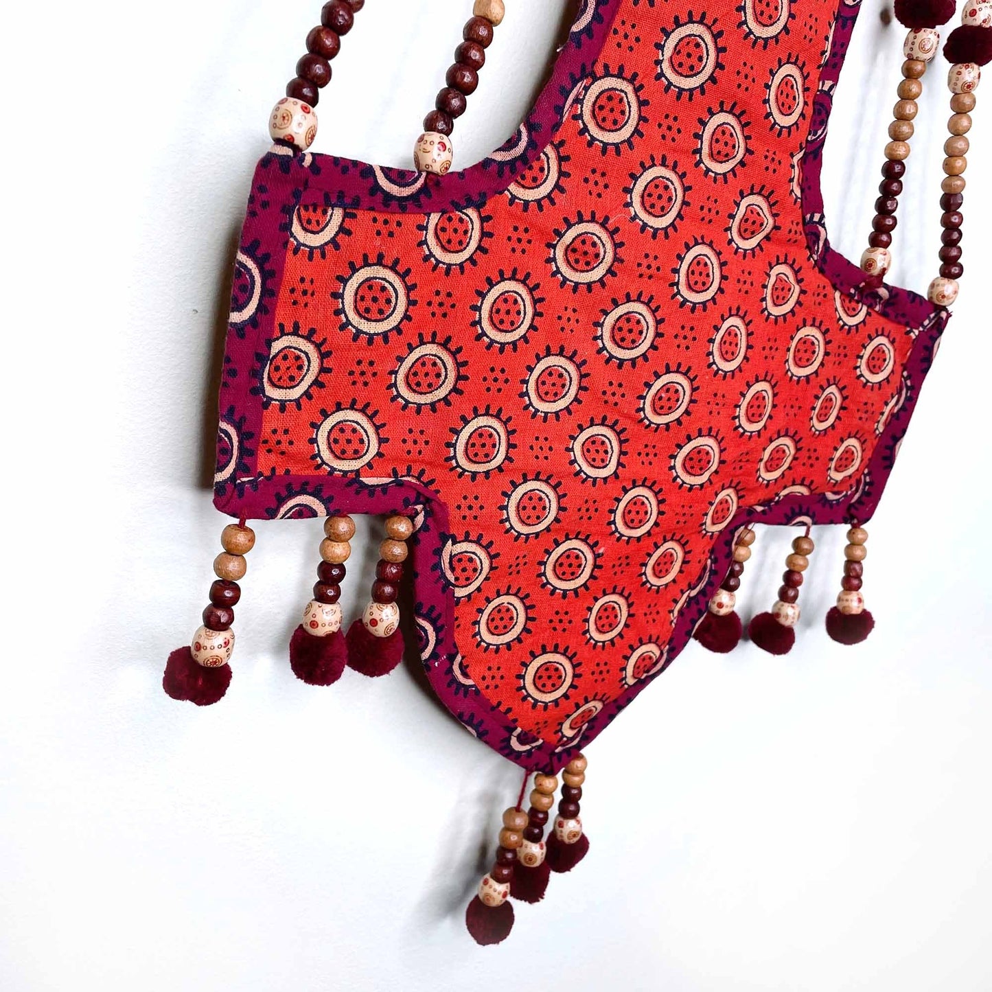 vintage boho mirror wall hanging with pockets