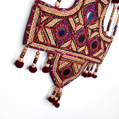 vintage boho mirror wall hanging with pockets