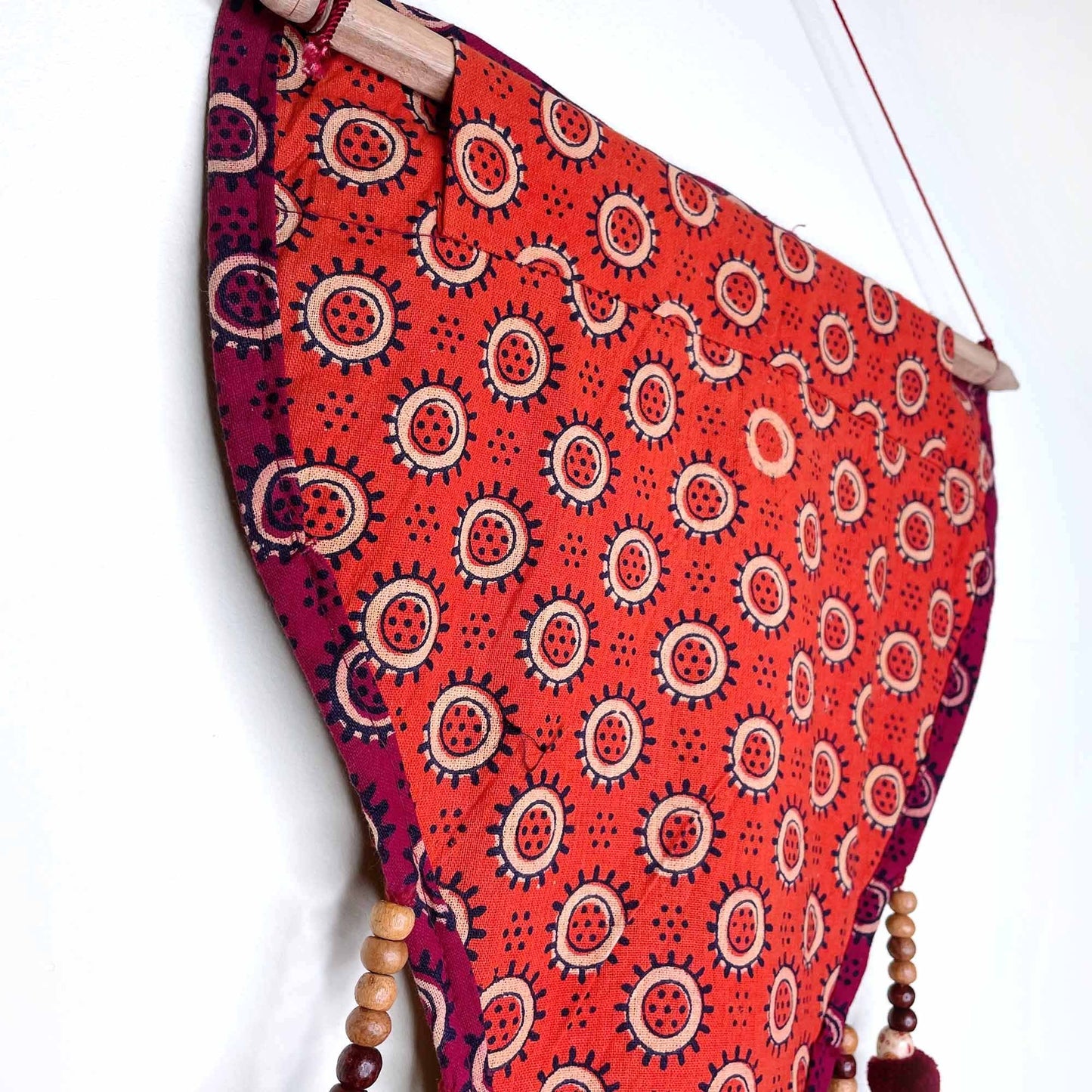 vintage boho mirror wall hanging with pockets