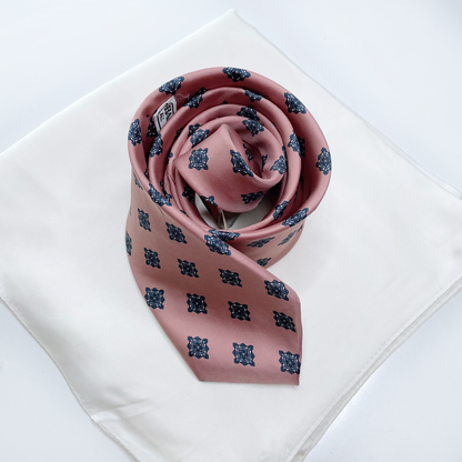 hardy amies pink silk tie with white silk pocket square