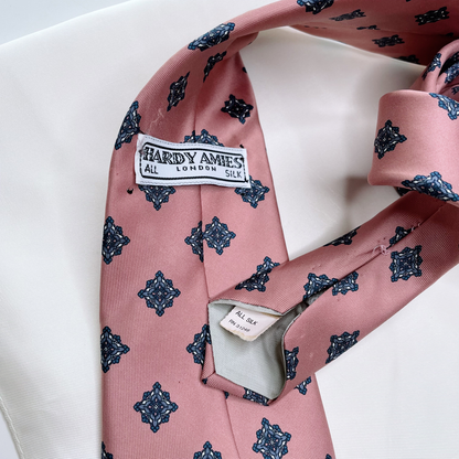 hardy amies pink silk tie with white silk pocket square