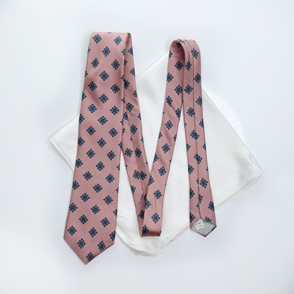 hardy amies pink silk tie with white silk pocket square
