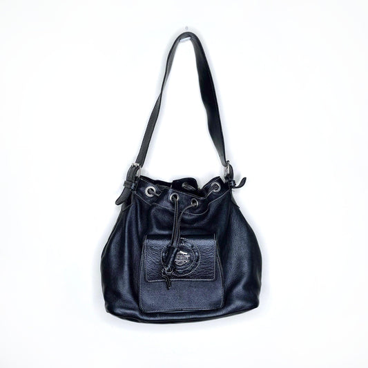 harley davidson black leather shoulder bag
