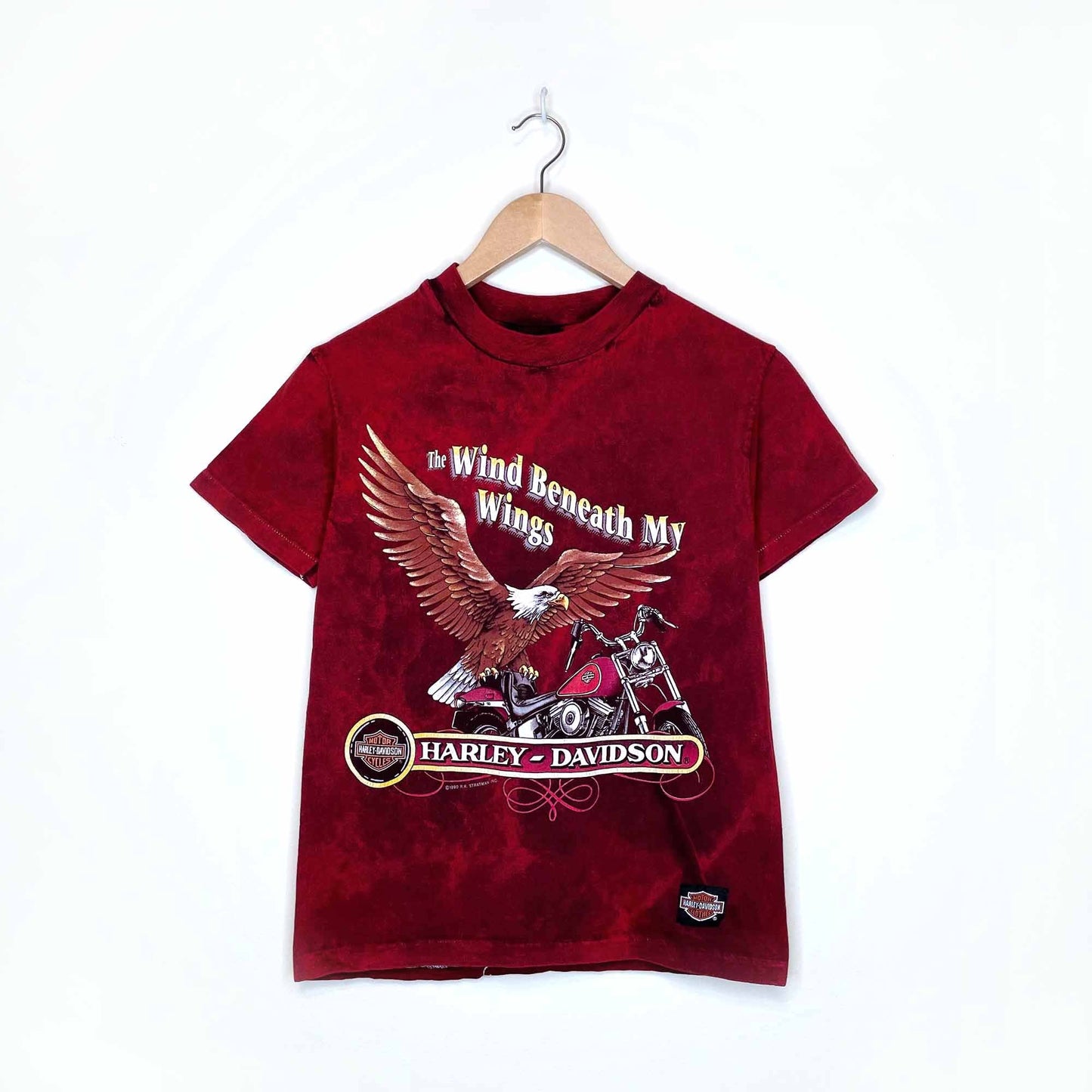 vintage 90's kids harley eagle tie dye tee - size small