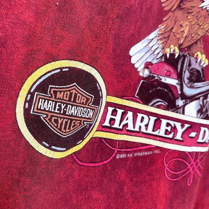 vintage 90's kids harley eagle tie dye tee - size small