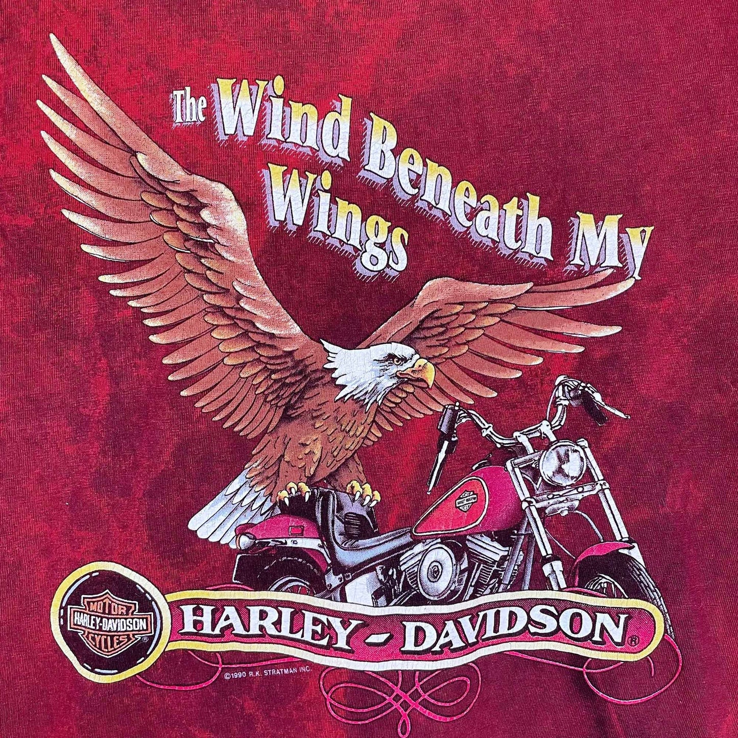 vintage 90's kids harley eagle tie dye tee - size small