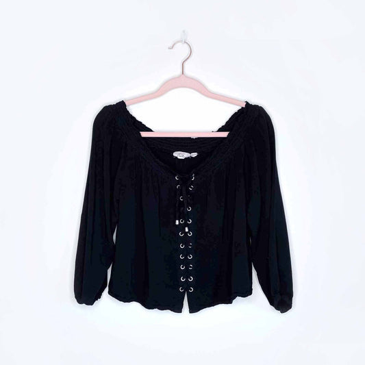 harlow off shoulder lace-up boho top - size xs