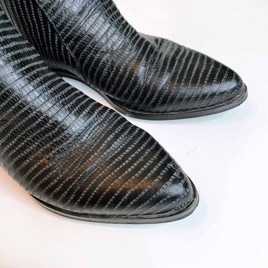 house of harlow snakeskin printed leather ankle boots - size 7