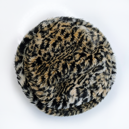 vintage 90s cheetah print faux fur bucket hat