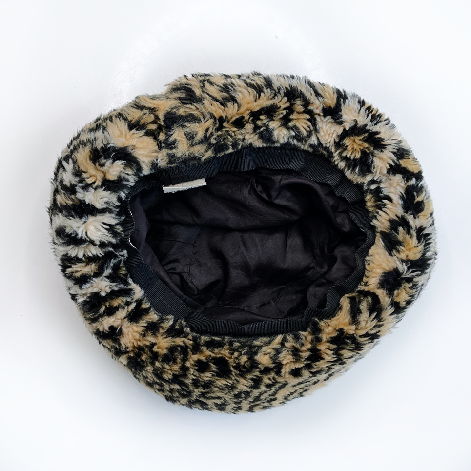 vintage 90s cheetah print faux fur bucket hat