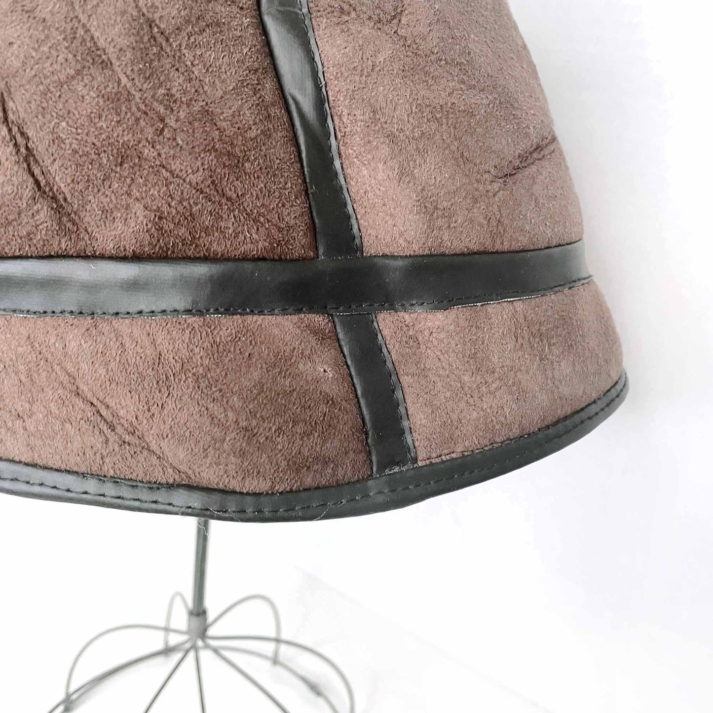 vintage brown sheepskin bucket hat - os