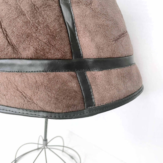vintage brown sheepskin bucket hat - os