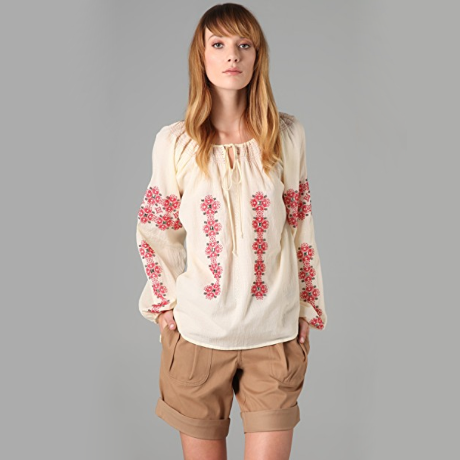 Haute Hippie Embroidered Gypsy Blouse - size Small