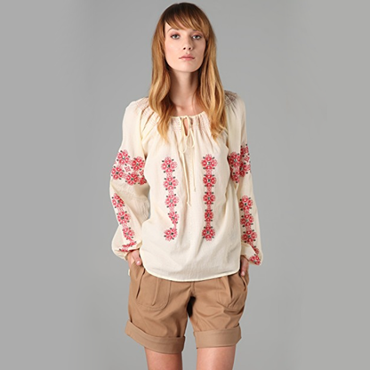 Haute Hippie Embroidered Gypsy Blouse - size Small