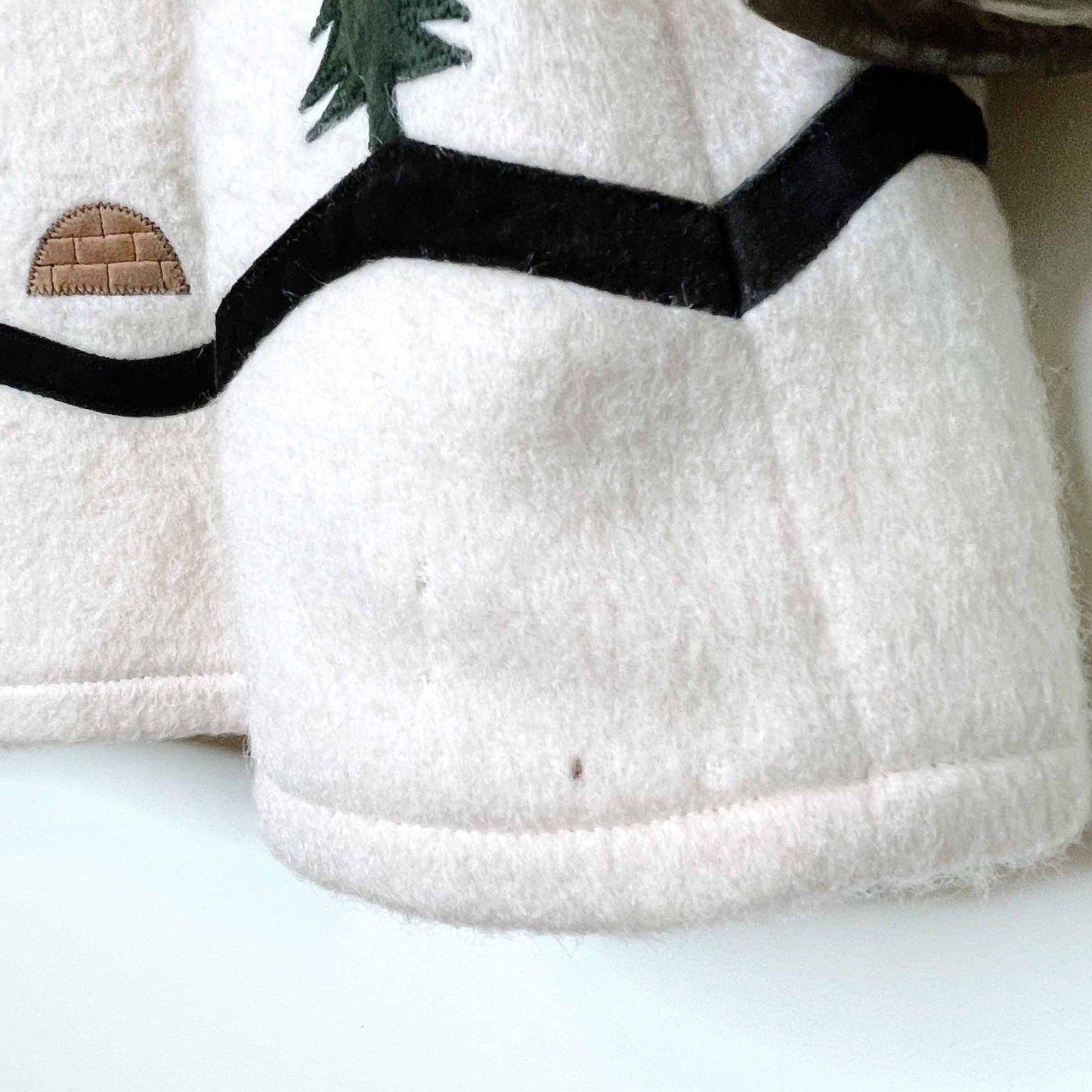 vintage hudson's bay company natural wool leather igloo scene parka with fox fur hood - size 16