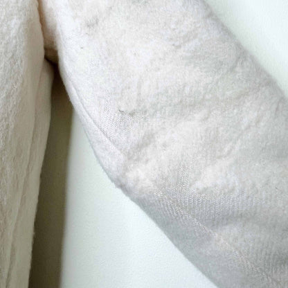 vintage hudson's bay company natural wool leather igloo scene parka with fox fur hood - size 16