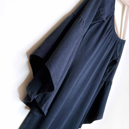 hearts & hips black off shoulder jersey dress with bell sleeves - size medium