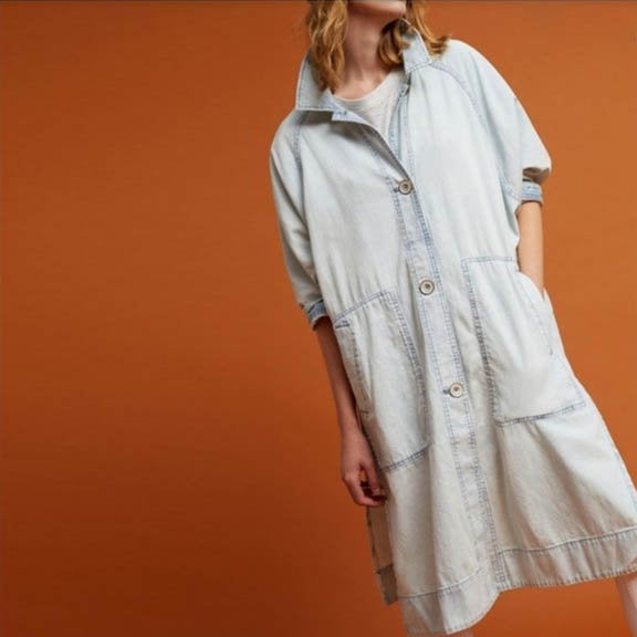 hei hei bleached floral denim duster jacket - size medium