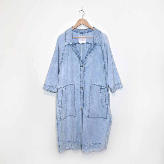 hei hei bleached floral denim duster jacket - size medium